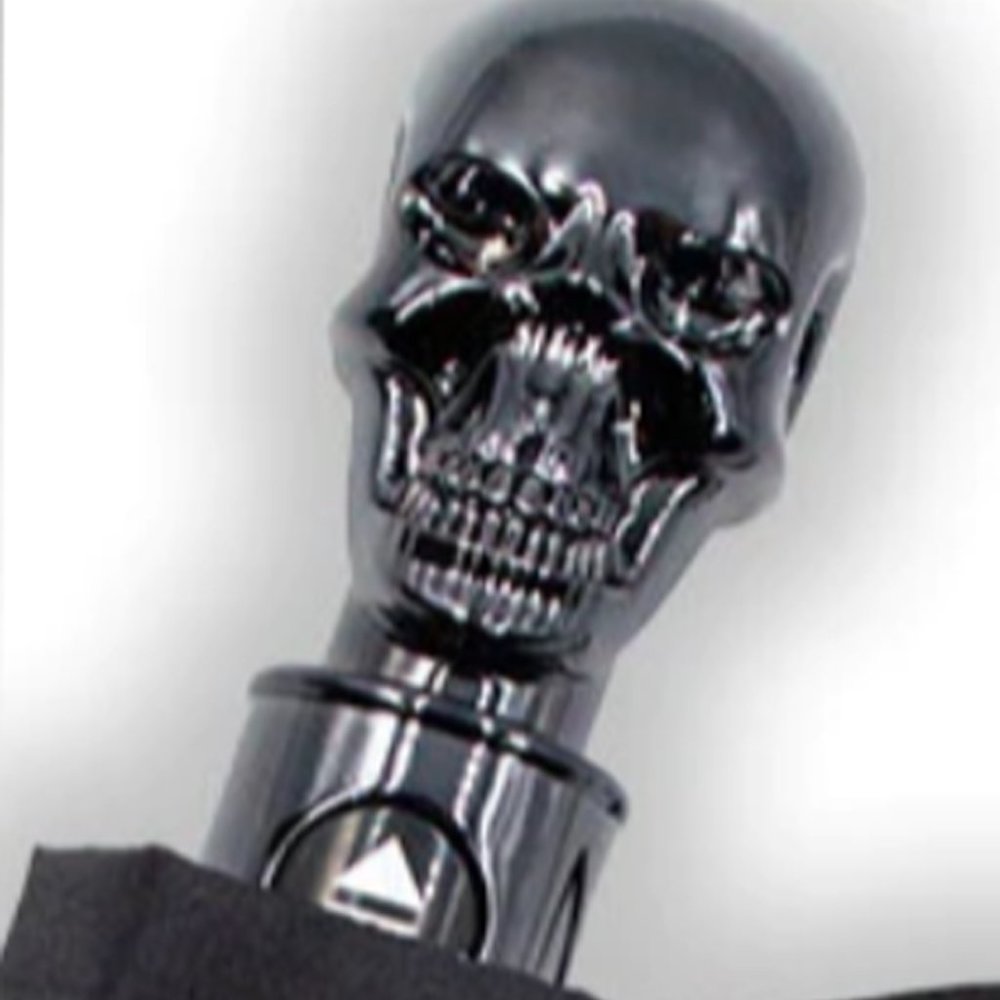 Kreepsville Metal Skull Handle Black Rain or Shade Spiderweb Umbrella NWT - Picture 4 of 5